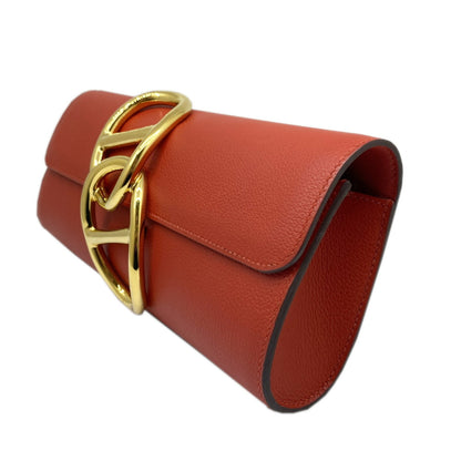 Hermes Hermes Ege Evercolor Red Rouge Tomato Clutch Bag X Stamp 2016 Chaine D'Ancre