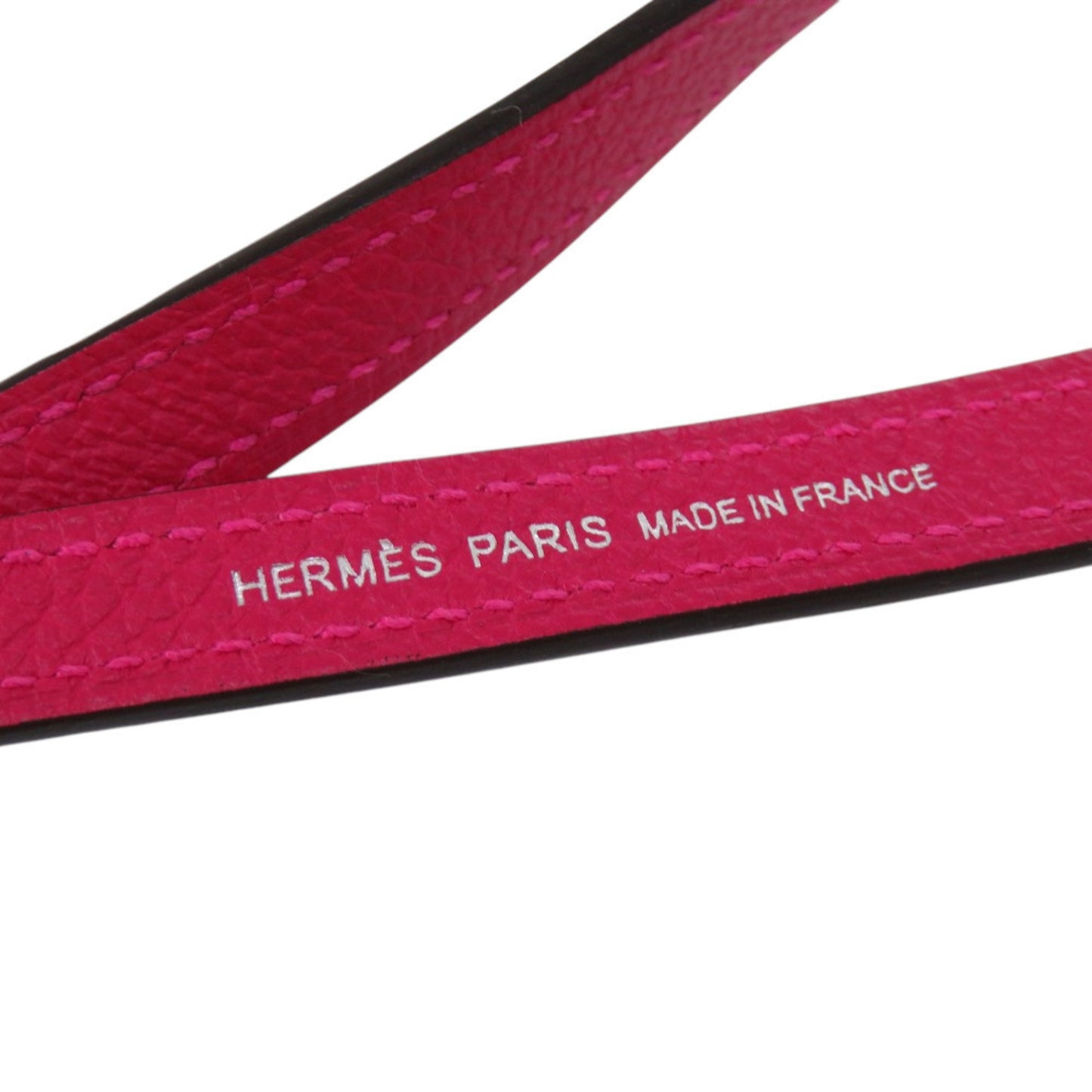 Hermes Leather Neck Strap With Raspberry Y Stamp