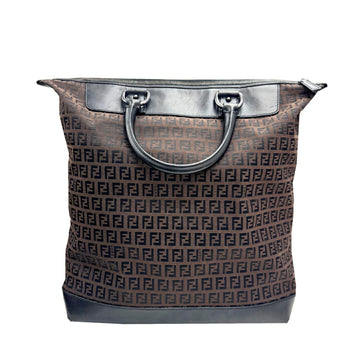 Fendi Zucchino Handbag Tote Bag Canvas Leather