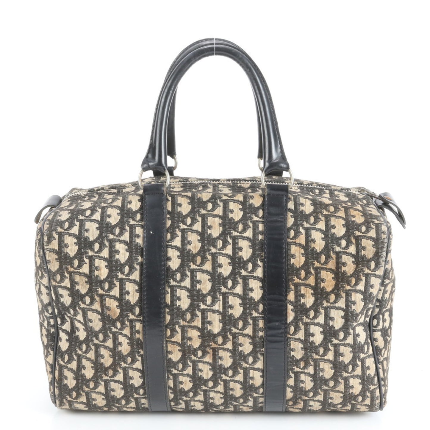 Christian Dior Trotter Mini Boston Leather Handbag Tote Bag In Black