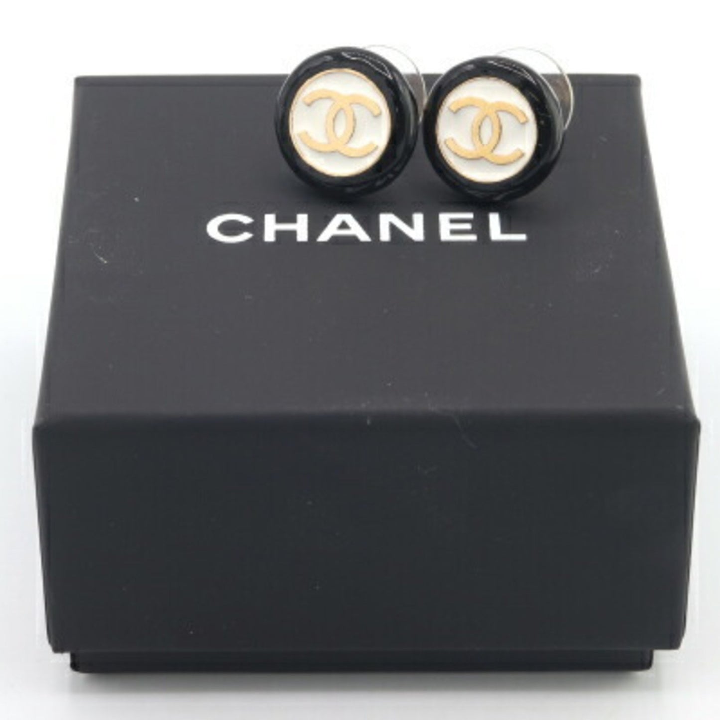 Chanel Earrings Coco Mark Circle Bicolor Abc997 Black White B24P 2024 Model Round