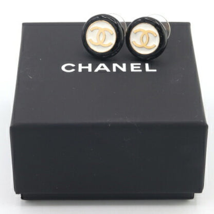 Chanel Earrings Coco Mark Circle Bicolor Abc997 Black White B24P 2024 Model Round