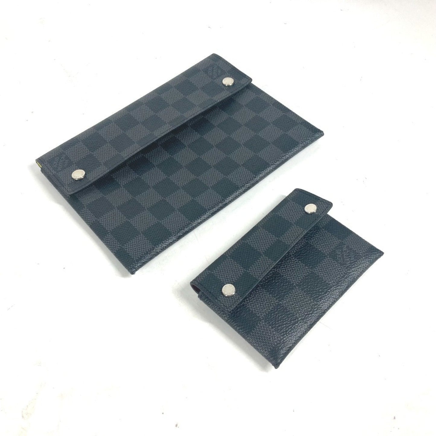 Louis Vuitton N60255 Damier Graphite Alpha Triple Pouch Bag Set Of 3 Long Wallet Business Card