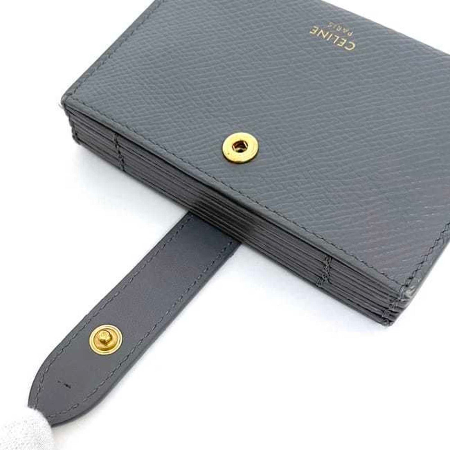 Celine Card Case Accordion F-21339 Grey Holder Leather Celine