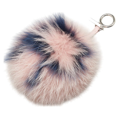 Fendi Pom-Pom Charm Key Ring Keychain 7Sr45R Pink Blue Fur Leather