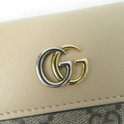 Gucci 795649 Double G Key Case In Beige Leather And Gg Supreme Canvas