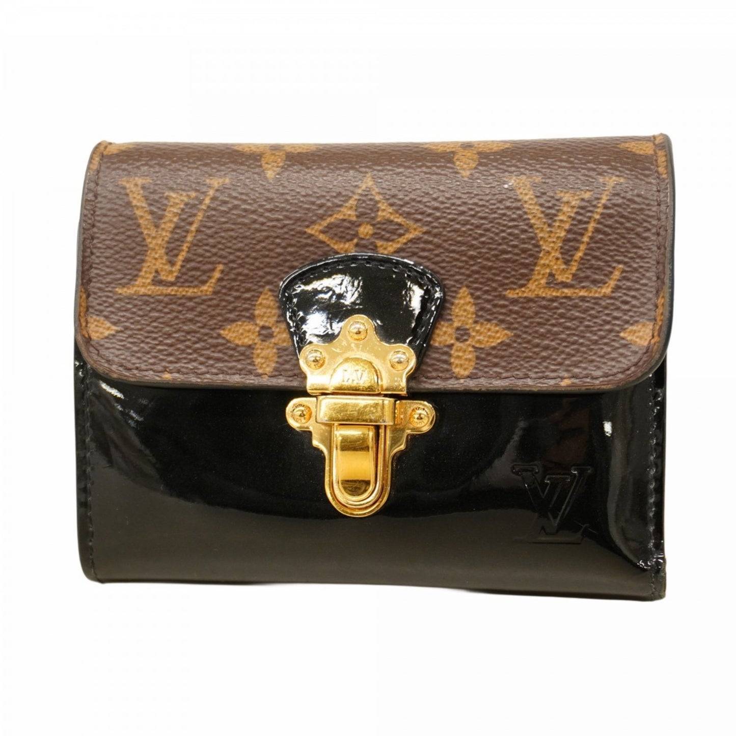 Louis Vuitton Monogram Portefeuille Cherry Wood Compact Wallet M61912 Brown Noir