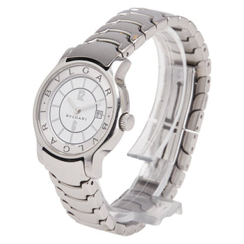 Bvlgari Solotempo Date Watch St29S Quartz White Dial Stainless Steel