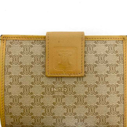 Celine Bi-Fold Wallet Ec-22515 Beige Yellow Macadam Pvc Leather M13 Celine Folding