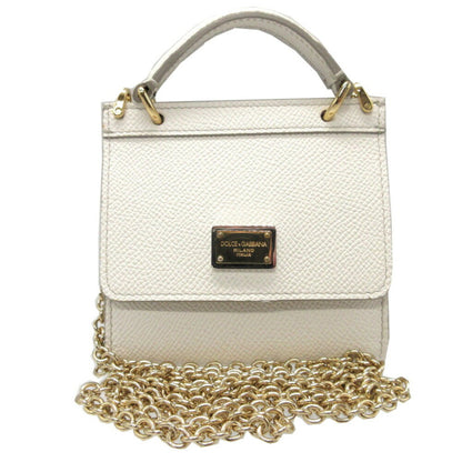 Dolce & Gabbana Sicily Leather White Chain Wallet Coin Case 0223Dolce&Gabbana