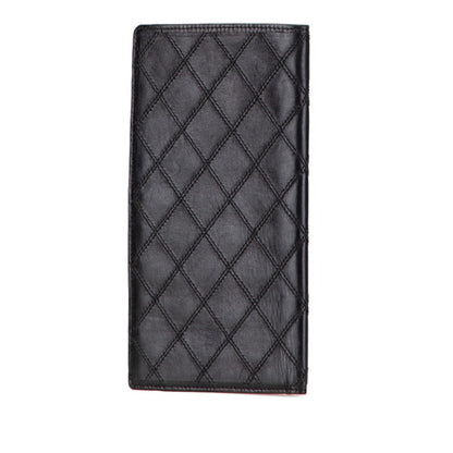 Chanel Bicolore Billfold Long Wallet In Black Lambskin