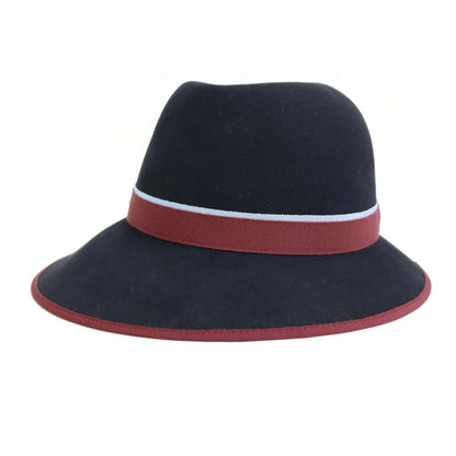 Hermes Hat Wool Black X Bordeaux Light Blue