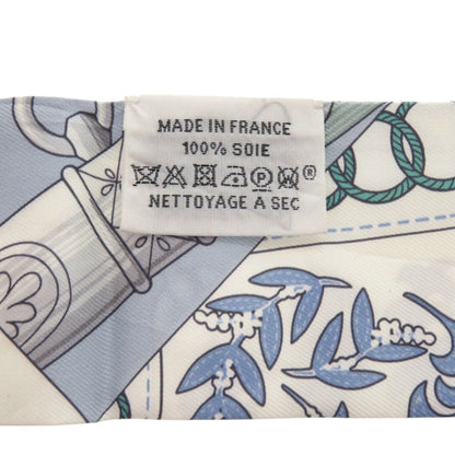 Herms Twilly Cliquetis Silk Green/Blue Scarf/Muffler