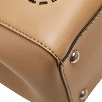 Fendi.Com Flower Stud Handbag/Shoulder Bag 2Way 8Bn298 Beige Multicolor Leather