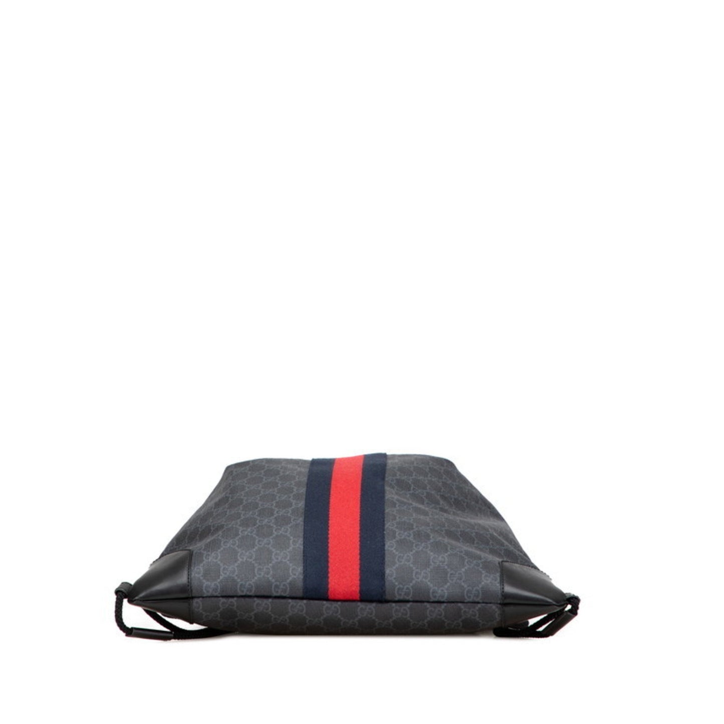 Gucci Gg Supreme Sherry Line Drawstring Backpack 473872 Gray Black Leather