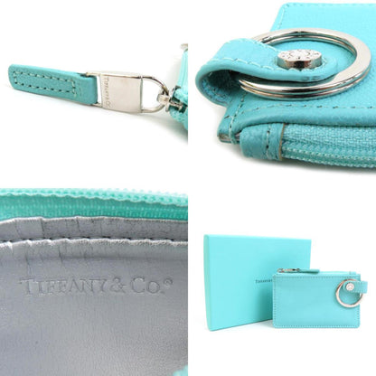 Tiffany & Co. Wallet/Coin Case Leather Green Blue Silver