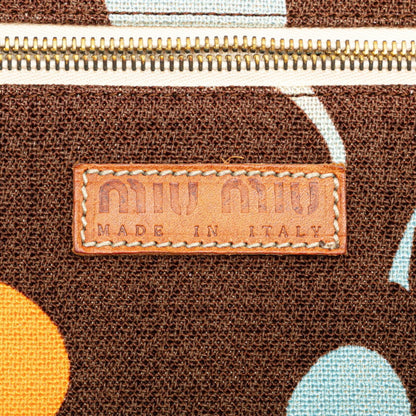 Miu Miu Miu Handbag Tote Bag Brown Orange Canvas Leather