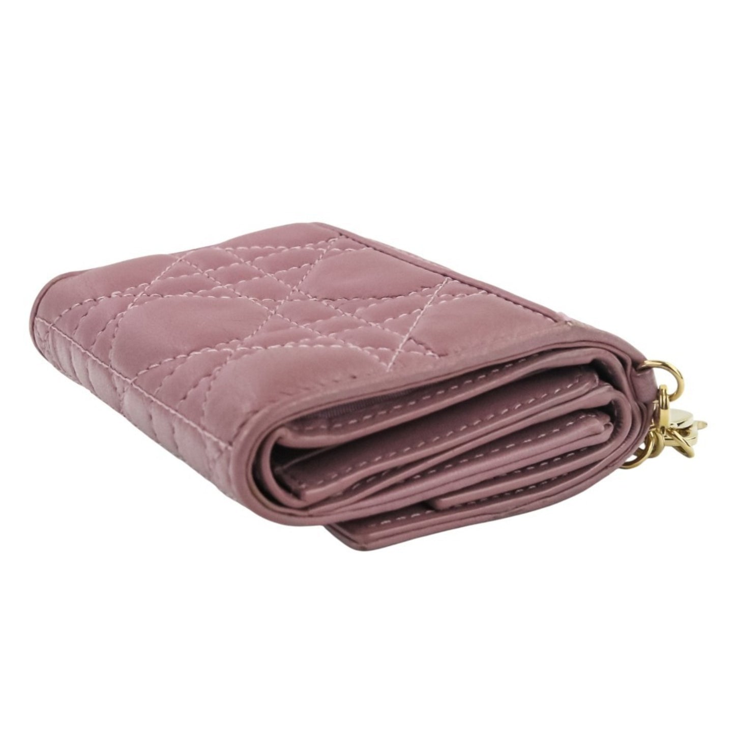 Christian Dior Lady Cannage Lotus Wallet Tri-Fold In Lavender