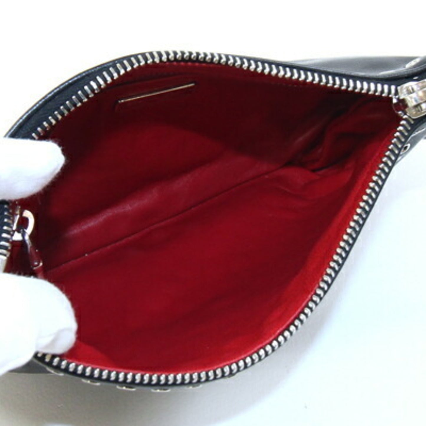 Prada Clutch Bag 1N1825 Black And Red Leather With Strap