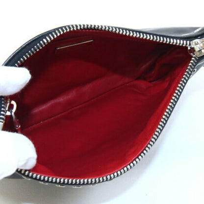 Prada Clutch Bag 1N1825 Black And Red Leather With Strap