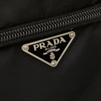 Prada Triangle Logo Plate Shoulder Bag Black Nylon