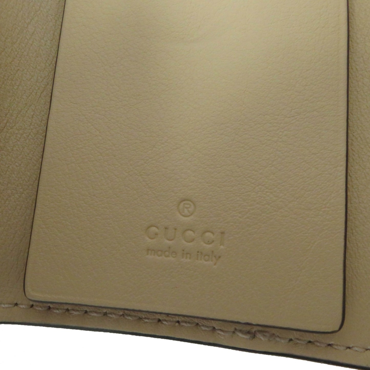 Gucci 795649 Double G Key Case In Beige Leather And Gg Supreme Canvas