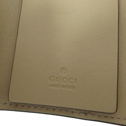 Gucci 795649 Double G Key Case In Beige Leather And Gg Supreme Canvas