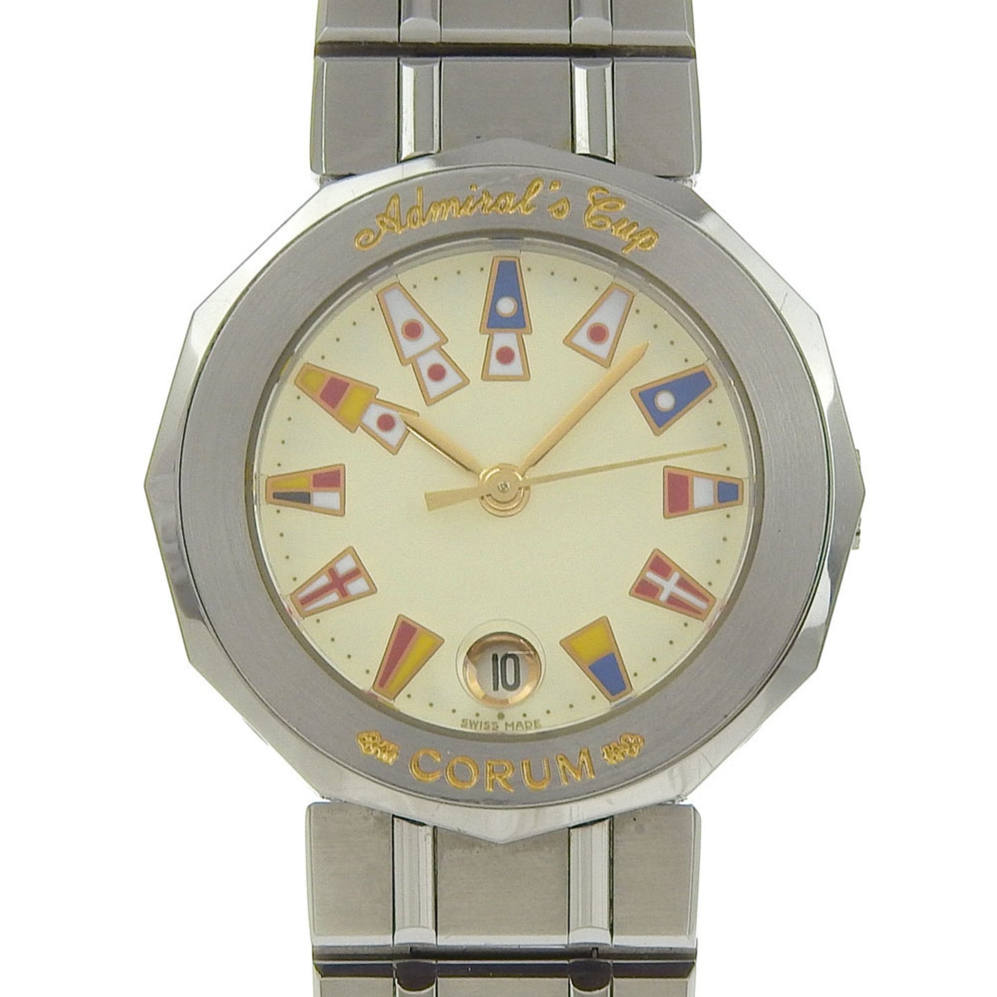 Corum Admiral'S Cup Watch 39.610.20 V-50 Stainless Steel Quartz Analog Display White Dial