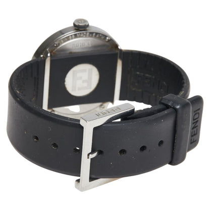 Fendi Bousra Watch 8010G Quartz Movement Black Dial Stainless Steel Rubber