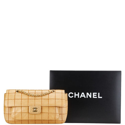 Chanel Wild Stitch Chocolate Bar Chain Shoulder Bag In Beige Lambskin