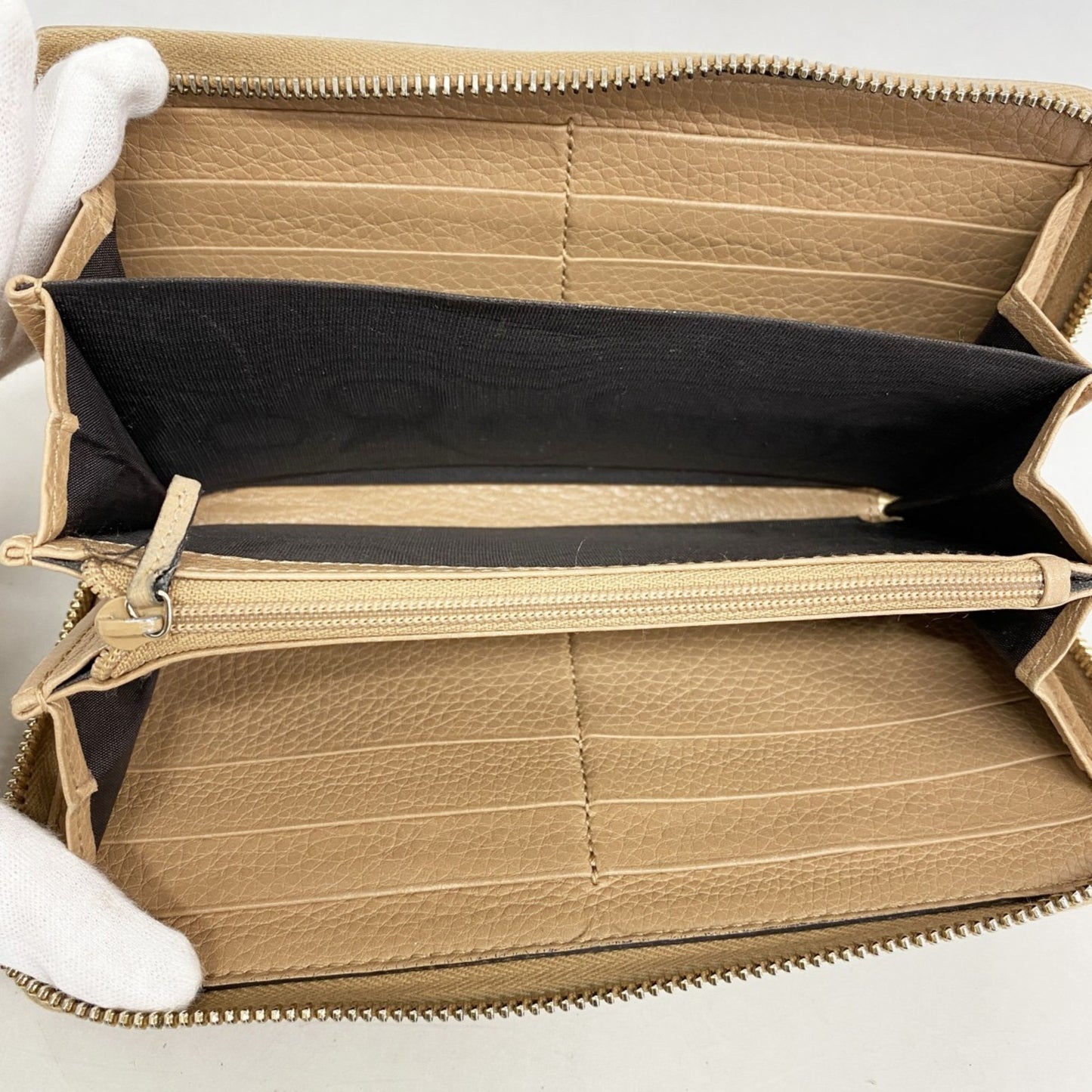 Gucci Bamboo Long Wallet 307984 Leather Beige Champagne