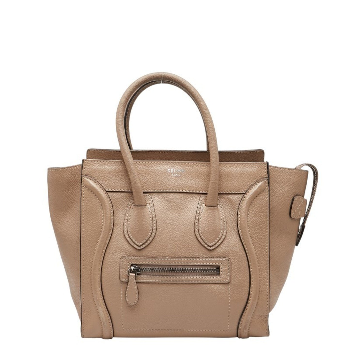 Celine Luggage Micro Shopper Handbag In Beige Leather