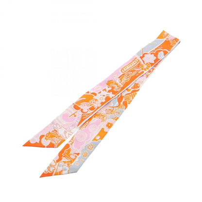 Hermes Herms Twilly Bingata Silk Scarf For Women