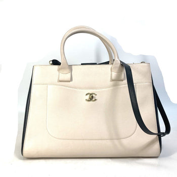 Chanel Cc Mark Bicolor 2Way Shoulder Bag Crossbody Hand Bag Beige