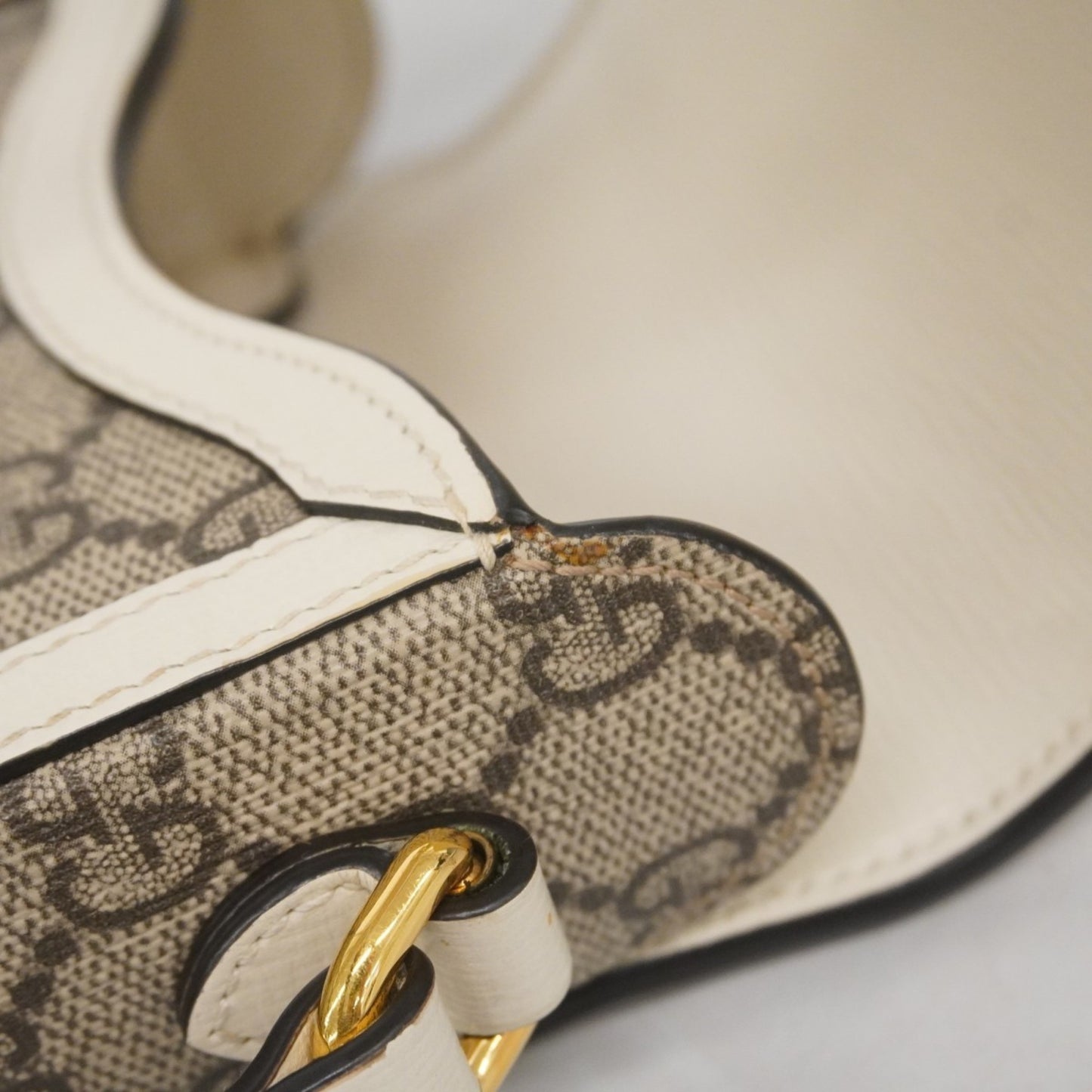 Gucci Gg Supreme Horsebit Shoulder Bag 625615 Leather Brown White