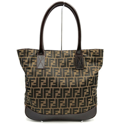 Fendi Tote Bag Shoulder Zucca Nylon Canvas Leather Brown
