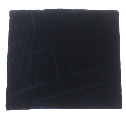 Hermes 100% Silk H Motif Velour Logo Quilted Padded Large Scarf Blanket Shawl Navy Made In France