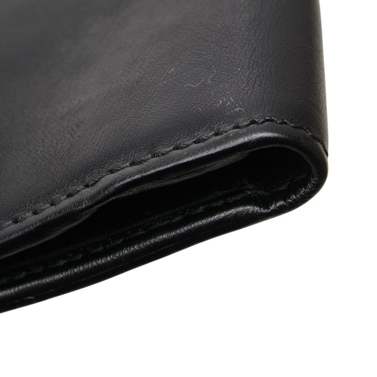 Balenciaga B Logo Trifold Shoulder Wallet 580037 Black Leather