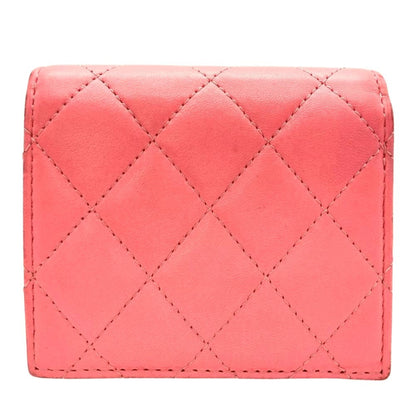 Chanel Matelasse Coco Mark Star Small Wallet Bi-Fold Lambskin Ap3726 Pink