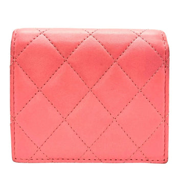 Chanel Matelasse Coco Mark Star Small Wallet Bi-Fold Lambskin Ap3726 Pink