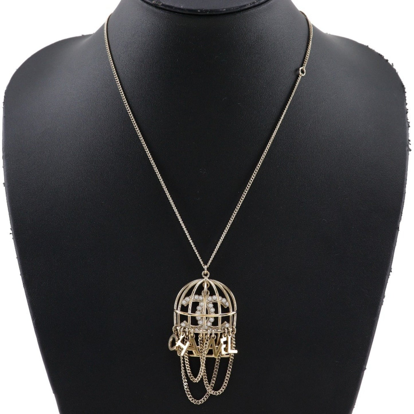 Chanel Chanel Birdcage Necklace Mtiers D'Art Collection Gold Plated X Rhinestone 2020 Champagne