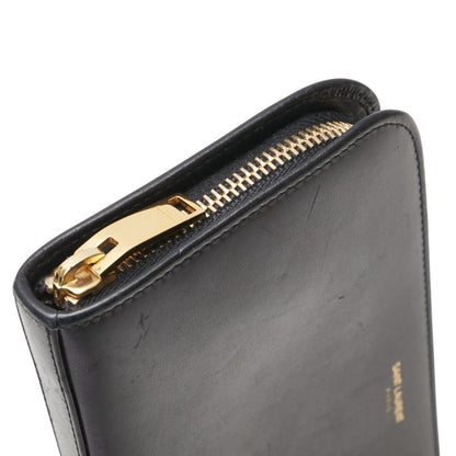 Saint Laurent Round Zip Long Wallet 326599 Black Leather