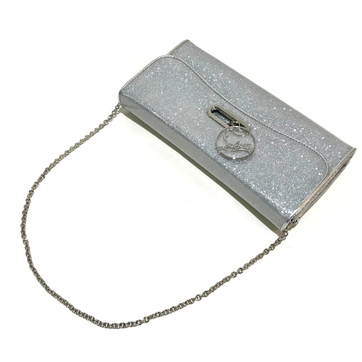Christian Louboutin 1145132 Glitter 2Way Chain Shoulder Bag Clutch Bag Silver Silverhardware