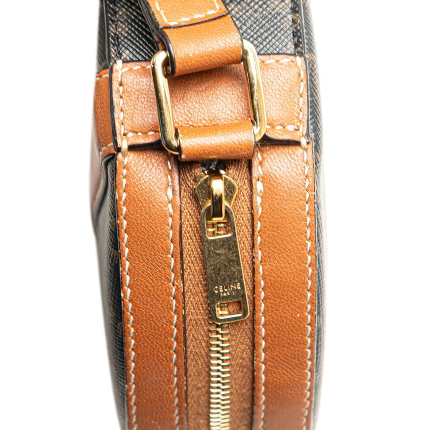 Celine Triomphe Round Purse Shoulder Bag In Black