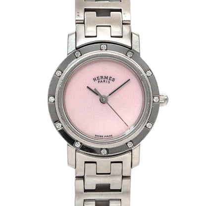 Herms Clipper Nacle Cl4 230 Women'S Watch With 12 Diamond Bezel