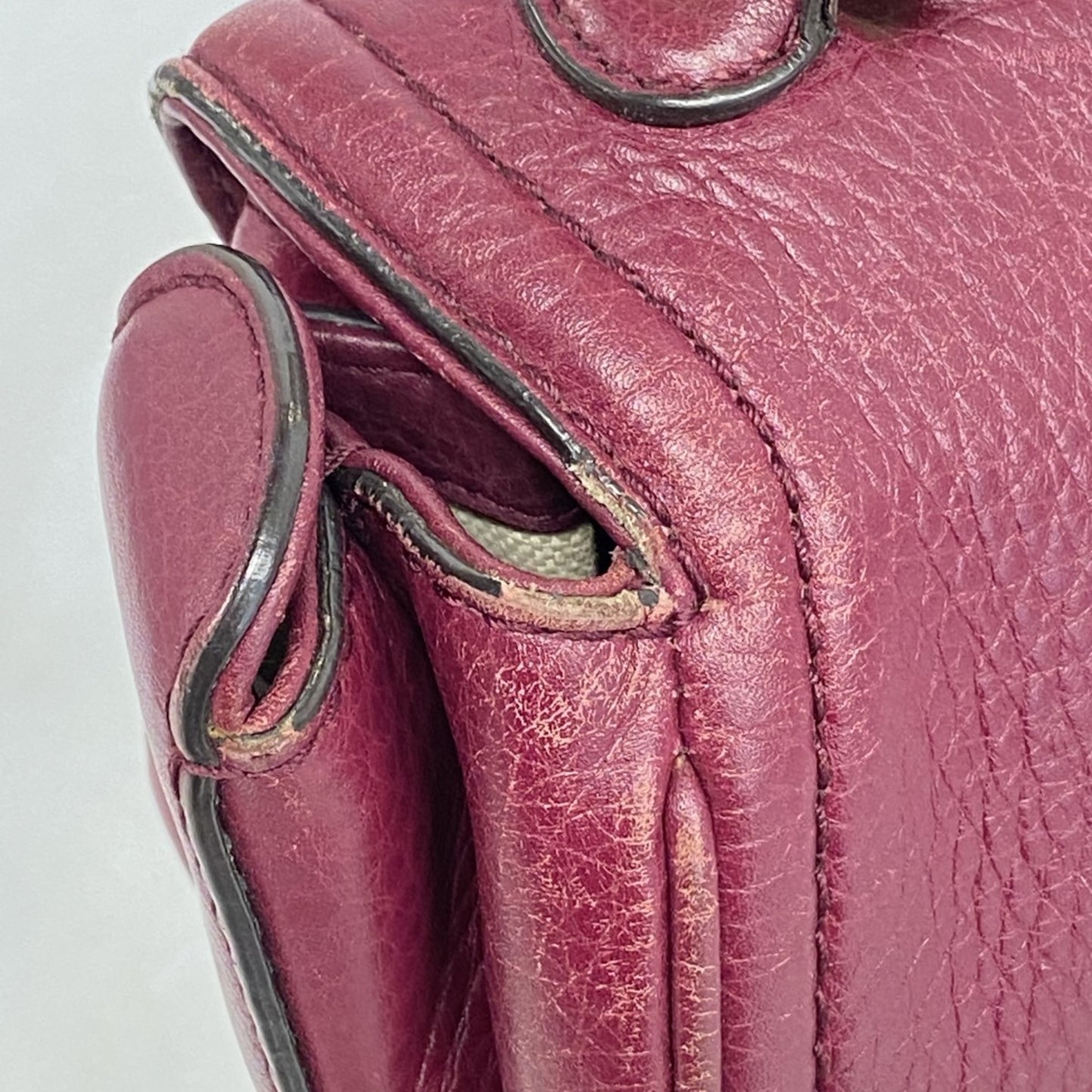 Gucci New Bamboo Handbag 254884 Leather Bordeaux Champagne 2-Way Bag