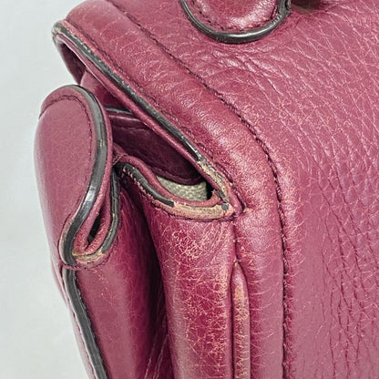 Gucci New Bamboo Handbag 254884 Leather Bordeaux Champagne 2-Way Bag