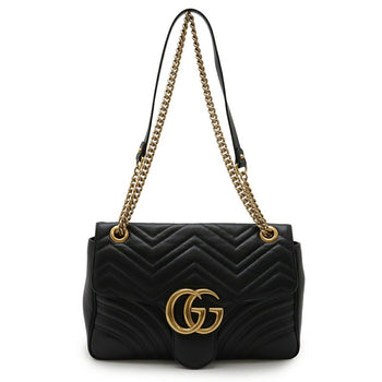 Gucci Gg Marmont Chain Shoulder Bag Pochette In Quilted Leather