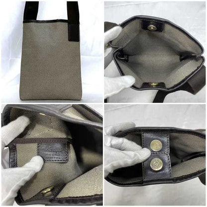 Salvatore Ferragamo Shoulder Bag Ec-23491 Grey Brown Pvc Canvas Crossbody
