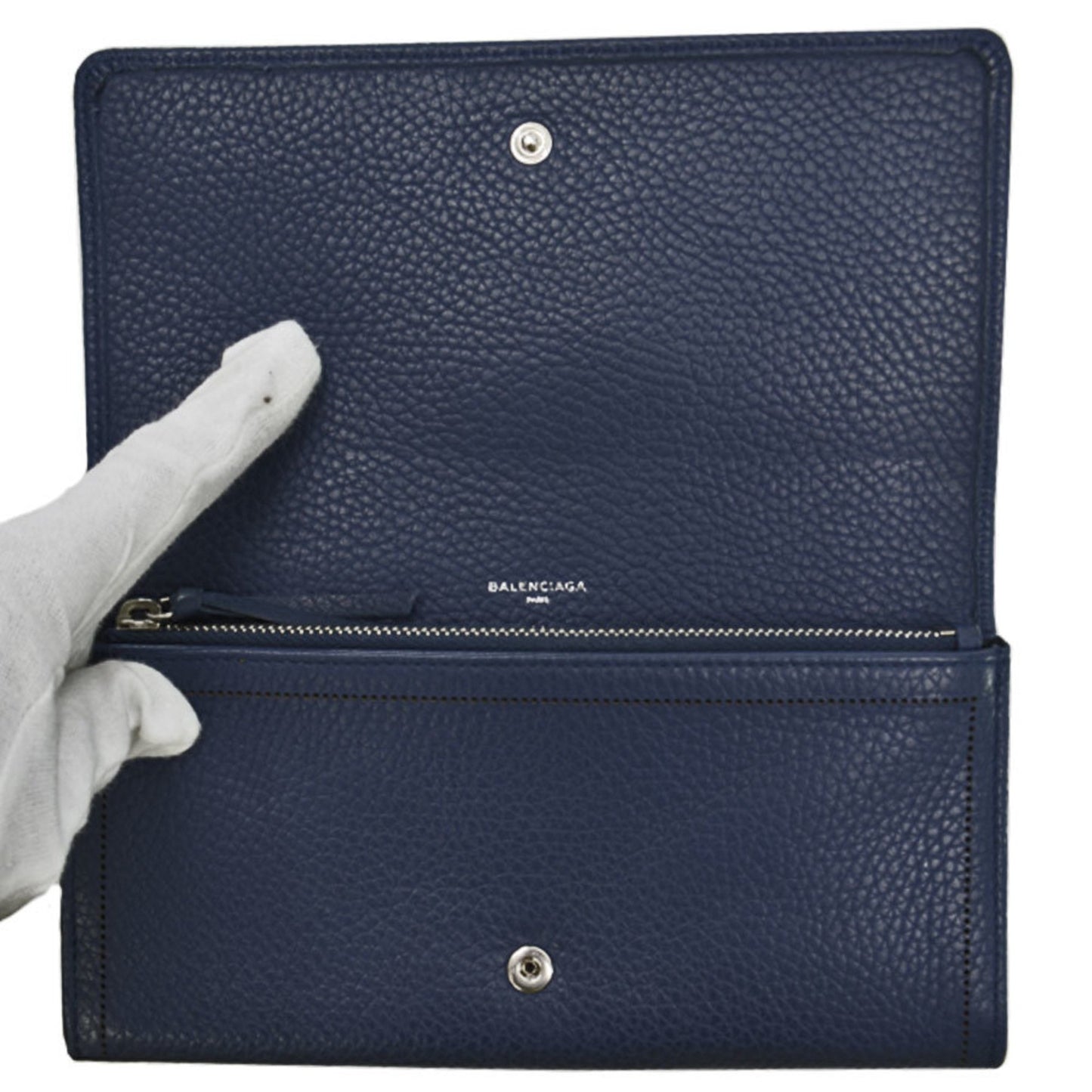 Balenciaga Balenciaga Long Wallet Navy Leather Folio